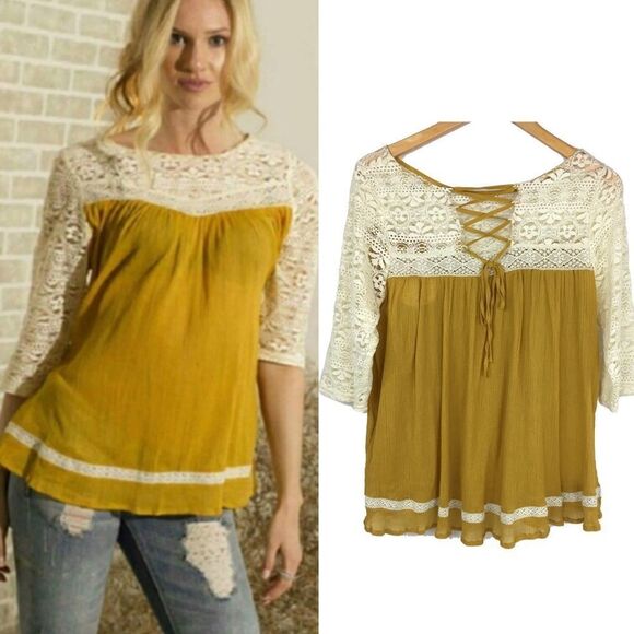 Easy to love lace tops-avocado - Picture 1 of 4